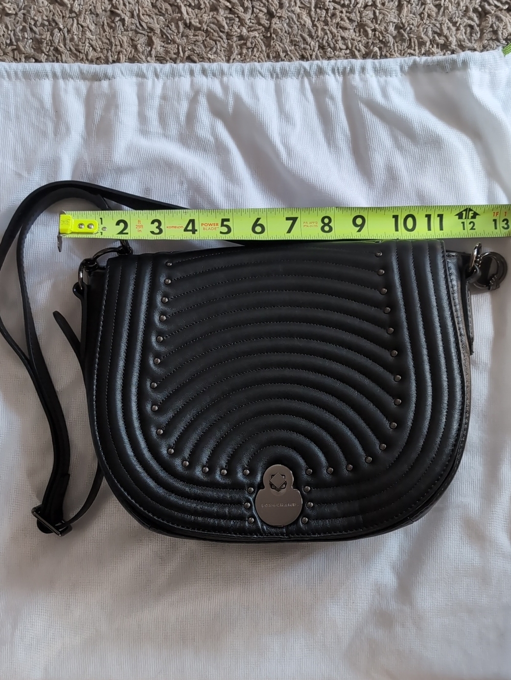 Longchamp Cavalcade Black Quilted Studded Crossbody Bag - Picture 9 of 14